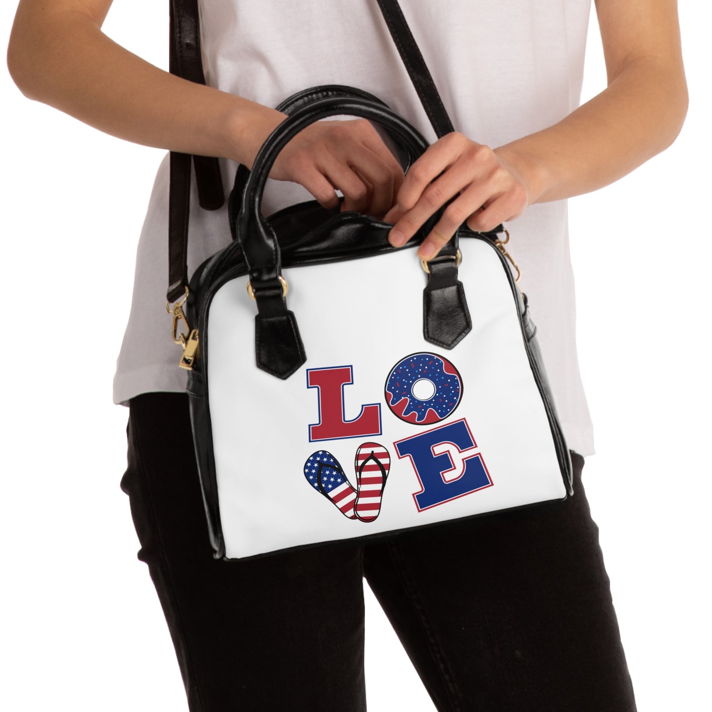 Patriotic Love Shoulder Handbag - Stylish Tote for Celebrations