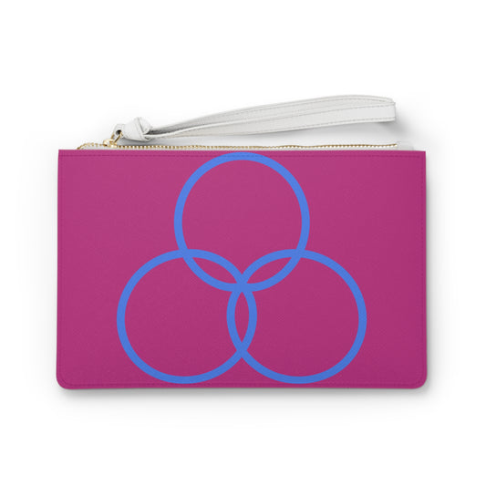 Chic Designer Clutch Bag with Interlocking Circles - Stylish Pink Accessory for Every Occasion